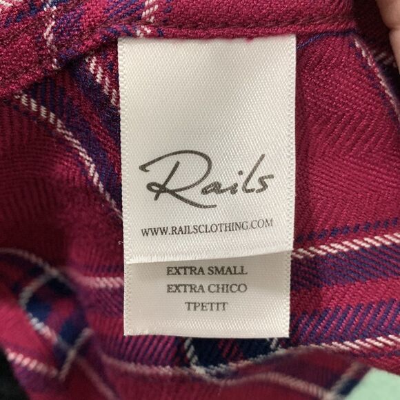 Rails Hunter Merlot Navy White Button Up Plaid Shirt Sz XS - Picture 7 of 8